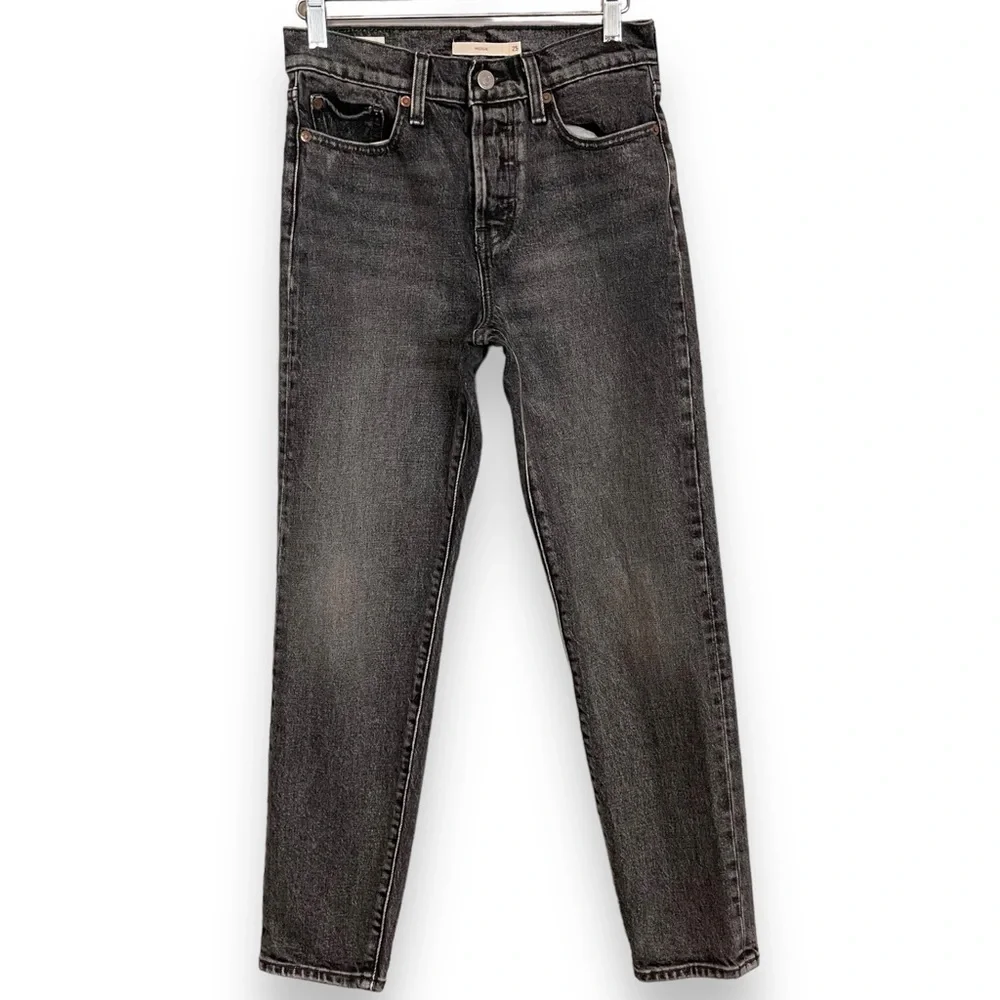 Levi's Wedgie Icon Jeans Better Weather Women Size 25‎ Gray Button Fly Tapered